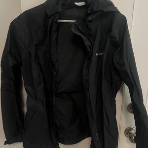 Columbia black hooded raincoat - Large
